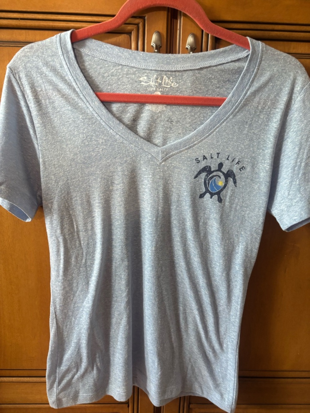 *NWT* Salt Life Light Heather Blue V-Neck Tee with Tag. Size: S